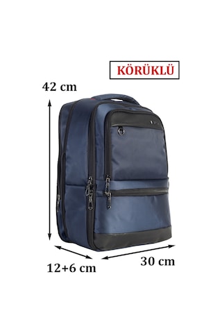 Case Club Körüklü Notebook Laptop Sırt Çantası 14""-15,6" İnç Su İtici Kumaş Lacivert