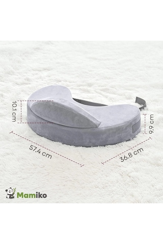 Emzirme Yastığı, Visco Yastık, Yıkanabilir Kılıf, Memory Foam, Güvenlik Bariyerli Geniş Minder Gri