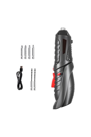 Wezone 3.6v Li-poly Şarjlı Elektrikli Tornavida Seti - 3.5nm Tork, 250rpm Hız, Led Işık, Usb Şarj, Düz-kanatlı Geçiş, 6 Parça Siyah