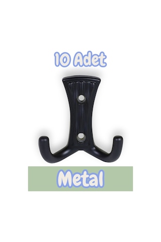 Troy Portmanto Vestiyer Duvar Dolap Elbise Askısı Siyah Metal Mobilya Kapı Askılığı Askılık 10 Adet Siyah