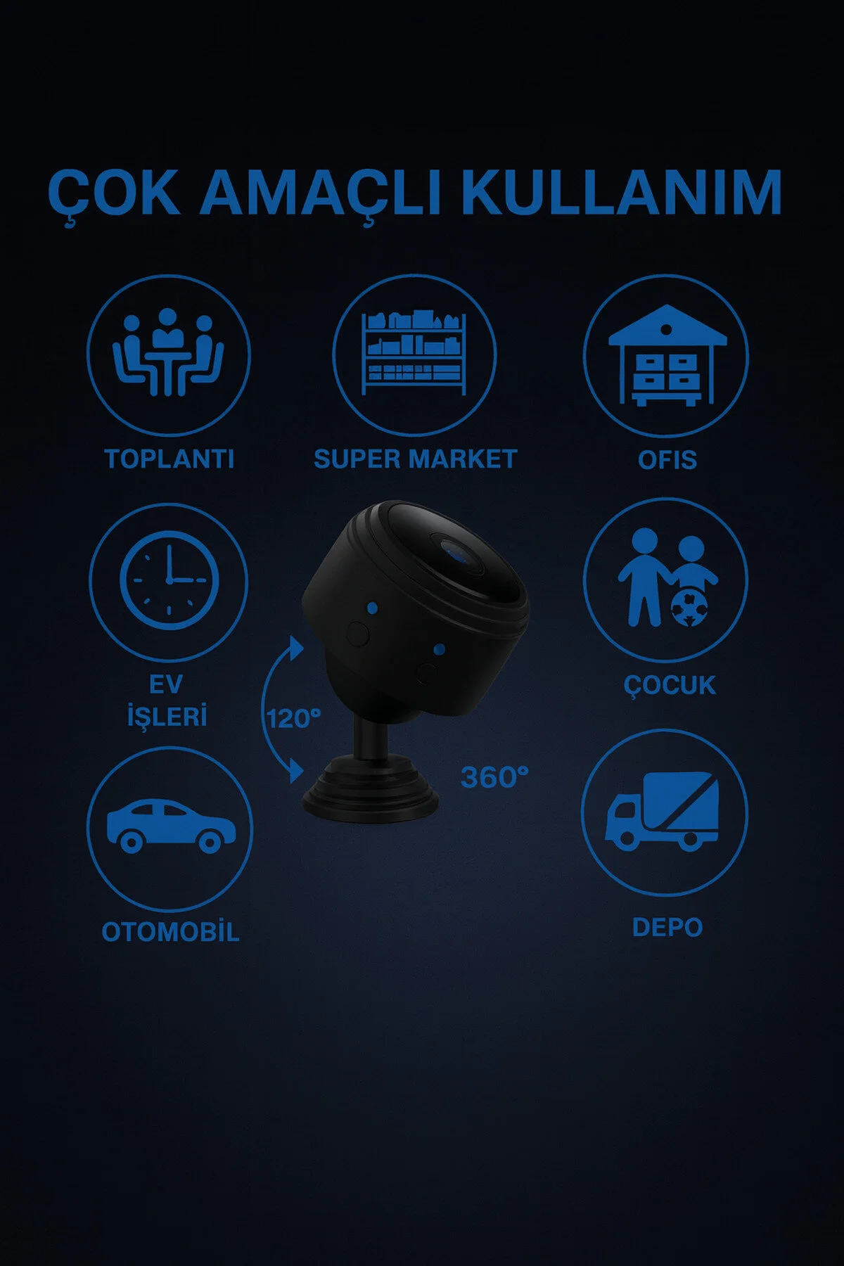 Mini Kablosuz Wi-fi Güvenlik Kamerası 1080p Hd Çözünürlük İç & Dış Mekan Kullanımına Uygun