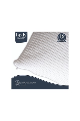 BedyGuard Ultra Soft Sessiz Sıvı Geçirmez, Ter Ve Kaz Tüyü Geçirmez Yastık Koruyucu Alez 1 Adet Beyaz Beyaz