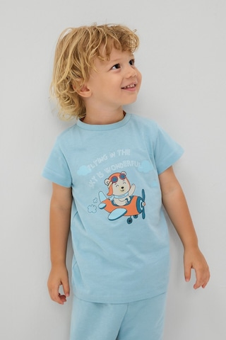 Defacto 2li Mavi Baskılı Kısa Kollu Pijama Takımı Erkek Bebek H5629a526aube526 Mavi-be526