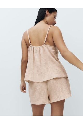 Marks & Spencer Müslin Kumaş Askılı Şortlu Pijama Takımı T37002314j Bej