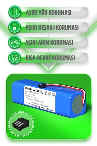 Ttec Robi Pro Master Plus 2rs04 Robot Süpürge Bataryası 14.4v 5200mah Li-ion Pil  Kapasite