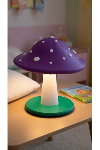 Dekoratif Mantar Gece Lambası - 3d Tasarım Estetik Oda Dekoru - Hediyelik Masa Lambası Mood Light Mor