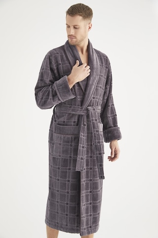 Jakarlı %100 Cotton Erkek Bornozu Antrasit