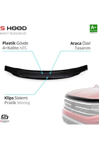 S-dizayn Dacia Logan Mcv Abs Plastik Kaput Rüzgarlığı 2006-2012 A+kalite