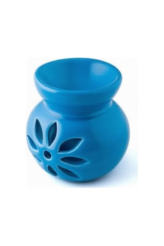 Lotus Desenli Seramik Dekoratif Buhurdanlık & Aroma Terapi Mavi