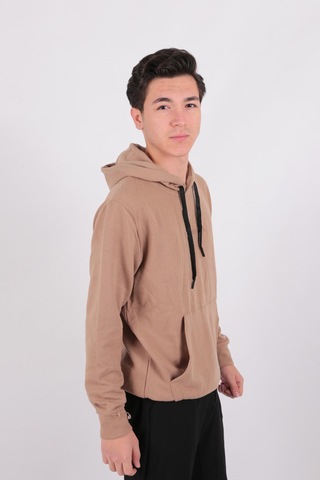 Five Pocket Fp24b2124 Erkek Kapşonlu Kanguru Cepli Sweatshirt Vizon
