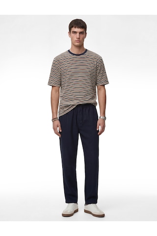 Koton Regular Fit Bisiklet Yaka Kısa Kollu Çizgili Tişört Lacivert Çizgili 6sam10379mk