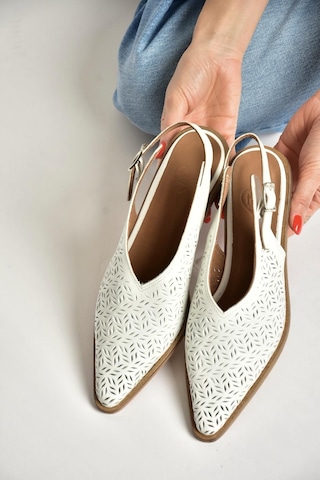 Fox Shoes Y654300403 Beyaz Hakiki Deri Süet Klın Topuklu Kadın Ayakkabı Beyaz