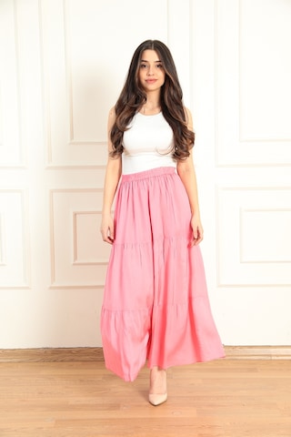 Modaplaza Kadın Fırfırlı Uzun Etek- Çok Renk K20YGLSFIRETKPEMBE Pembe