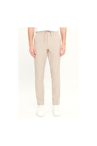 AC&Co / Altınyıldız Classics Erkek Bej Slim Fit Dar Kesim Beli Bağlamalı Çizgili Yan Cepli Casual Jogger Pantolon Bej