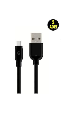 5 Adet Siyah 2 Amper 125 Cm Type C Android Cep Telefonu Hızlı Şarj Data Kablosu