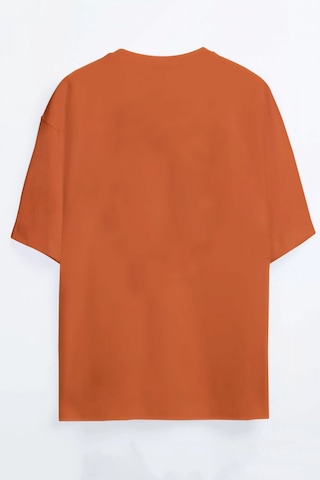Yıldızlı Gece Wave - Dalga Baskılı Unisex Siyah - Beyaz - Turuncu - Bej Oversize T-shirt Turuncu