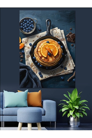 Ahşap Tablo Meyveli Waffle Tavası