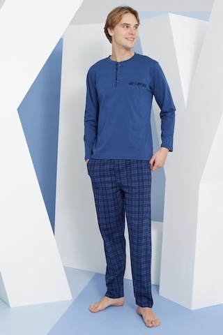 Kly Erkek Uzun Kol Midi Yaka İndigo Pijama Takımı C9t2n2o3 001