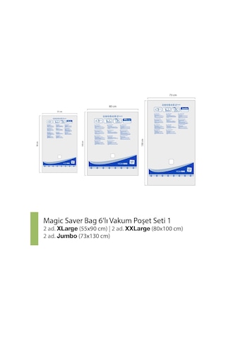 Magic Saver Bag 6'Lı Saklama Vakumlu Poşet Seti 1