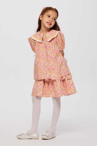 Panço Liberty Kumaş Çiçek Desenli Kız Çocuk Gömlek Pembe