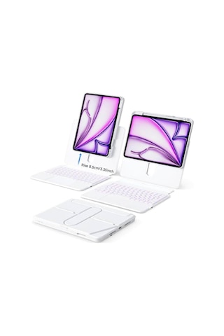 İpad Uyumlu Air 11" M2-m3 2024-25 360 Dönen Standlı Işıklı Risser Türkçe Q Klavyeli Tablet Kılıfı
