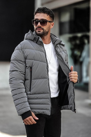 Delpino Dar Kesim Kapüşonlu Şişme Karbon Antrasit Erkek Mont 2205 Antrasit