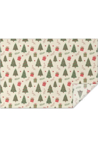 Noel Desenli Dikdörtgen Masa Örtüsü 60x84 İnç, Su Geçirmez Ve Leke Tutmaz Noel Ağacı Hediyesi