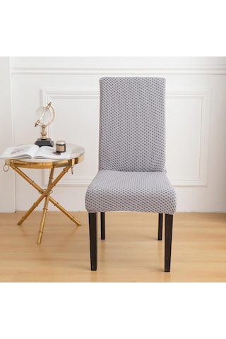 Açık Gri Spandex Jakarlı Sandalye Düz Renk Streç Mobilya Koruyucu Slipcovers Yemek Odası Düğün Için Çıkarılabilir Sandalye Kapakları