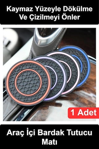 Bardakmatı Araç İçi Bardak Tutucu Kaymaz Silikon Mat Bardaklık Pedi Oto Konsol Koruyucu Altlık Suya Çok Renkli