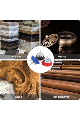 Singree Matkap İçin 3 İnç Naylon Tel Fırça - 1/4 İnç Şaftlı Kırmızı