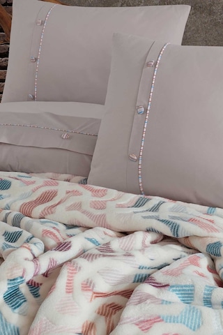 Elart Pamuk Nevresimli Battaniye Seti 5 Parça Mila Ekru Taş