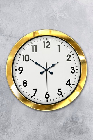 Almira Duvar Saati 36 Cm Gold Metal Standart Duvar Saati