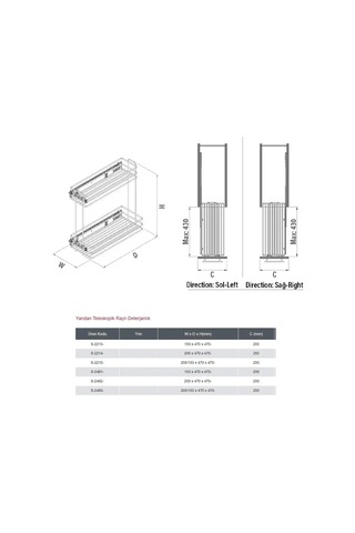 Starax 25 Cm Yandan Teleskopik Raylı Şişelik Krom S-2214-c Çok Renkli