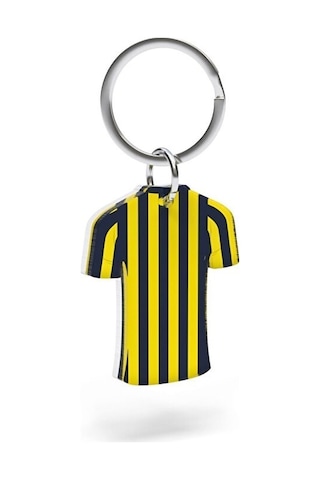 Fenerbahçe Lisanslı Çubuklu Forma Çift Taraflı Anahtarlık Kanarya Ahşap Kutulu Sarı - Lacivert