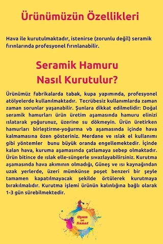 Seramik Hamuru Başlangıç Seti - Guaj Boya, Ebeşuar, Merdane,fırça, 2000gr Beyaz Doğal Kil