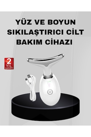 Kablosuz Şarjlı Yüz Sıkılaştırıcı Cihaz Ems Mikro Akım Anti-aging Masaj Aleti Beyaz