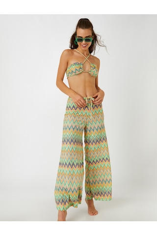 Koton Geniş Paça Pantolon Beli Lastikli Multıcolor 2sak60010bk 2SAK60010BKMIX Mavi