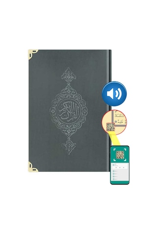 Hafız Boy Kadife Kur'An-I Kerim (Koyu Gri. Yaldızlı. Mühürlü) N11.2487