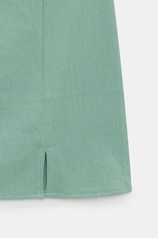 Sââde Kadın Regular Fit Yırtmaçlı Mini Etek - Aerobin Kumaş Mint