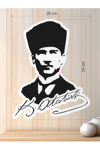 Mustafa Kemal Atatürk Silüet Duvar Dekoratif Mdf Lazer Kesim Çok Renkli