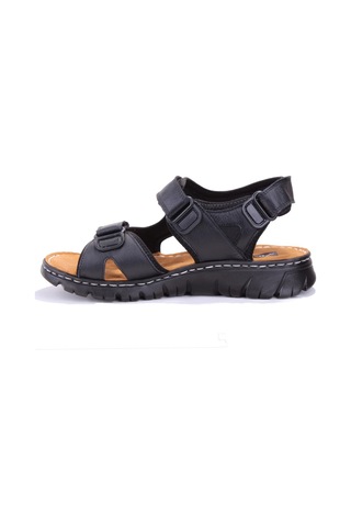 Dagoster Dma77-051 Siyah Ortopedik Günlük Erkek Deri Sandalet Siyah