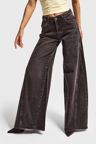 it's basic Kadın Koyu Kot Rengi 4s6-156 Süper Palazzo Fit Yan Detaylı Tasarım Denim Jean