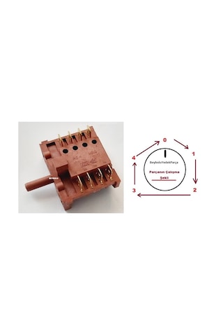 Luxell Lx-13575 Şalter , Fırın Kademe Anahtarı 4+4 Komutatör 4 Konum + Off