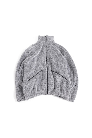 Kadın Oversize Peluş, Polar, Fermuarlı, Teddy Dik Yaka, Sıcak Tutucu Yumuşak Kışlık Ceket Gri