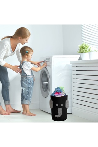 Buffer Sevimli Keçe Fil Desenli Çocuk Bebek Odası Kirli Çamaşır Sepeti Oyuncak Saklama Kutusu Çok Renkli