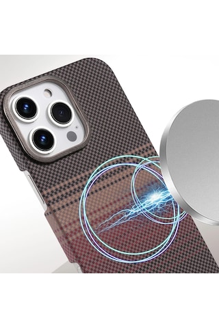 Apple Uyumlu iPhone 16 Pro Kılıf Vega Magsafe Karbon Desen Kapak Siyah
