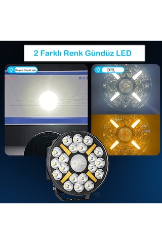 Kamyon Tır 9 İnç Sis Farı Tepe Ve Tampon Lambası 100 W Projektör Lamba Gündüz Led Drl Sarı Ve Beyaz