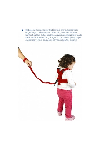 Babyjem Çocuk Yürüme Yardımcısı Güvenlik Kemeri Kırmızı
