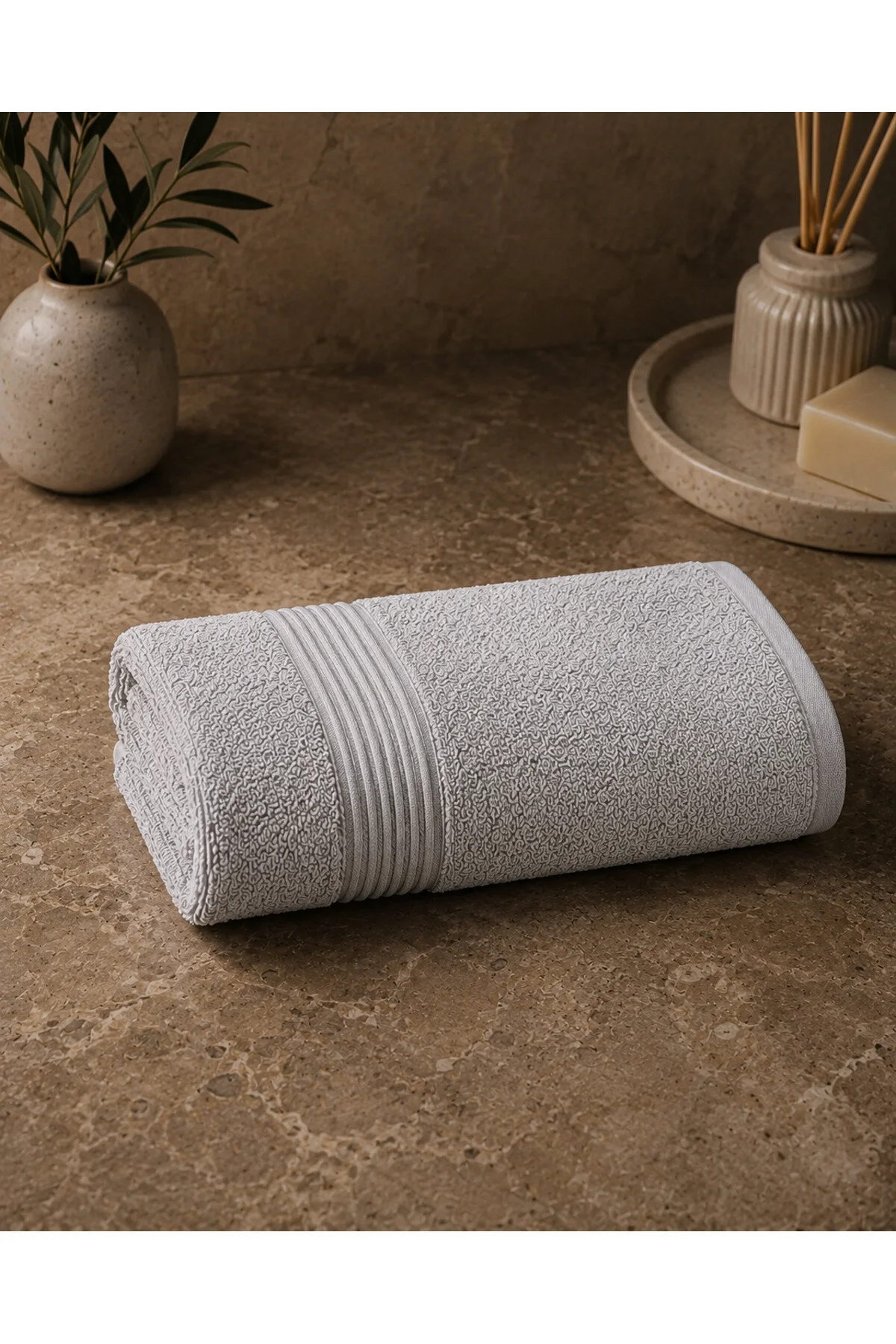 3 Lü Banyo Havlu Seti 70x140 50x90 50x70 Cm Yumuşak Dokulu Banyo El Yüz Ve Ayak Havlusu Takımı Açık Gri