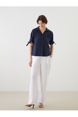 Lcwaıkıkı Classic Lacivert Loose Fit Kadın Gömlek
